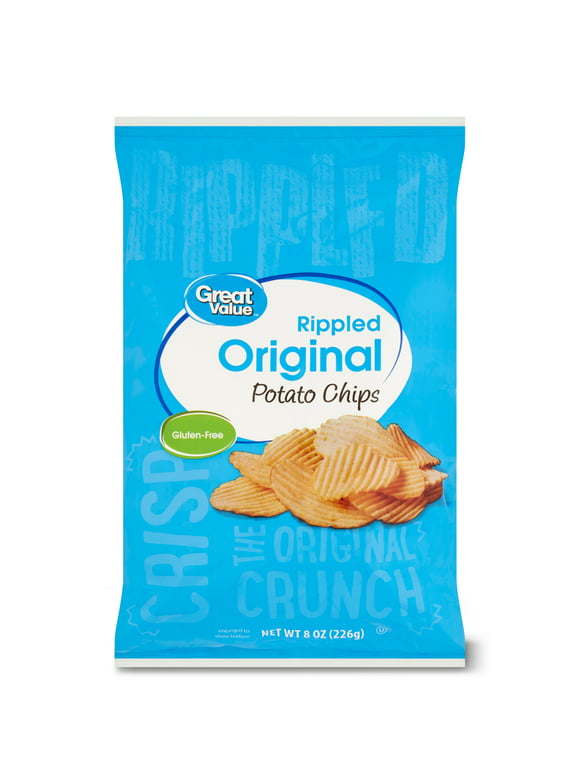 Great Value Rippled Original Potato Chips, 8 oz