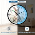 thumbnail image 5 of Voice Activated Clock with Glow Light 12 Inch Large Silent Wall Clock Battery Operated for Home Decor Watercolor Bunny in Floral, 5 of 8