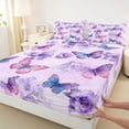 thumbnail image 3 of Homewish Flying Butterflies 4pcs Bed Sheets for Female Men Adults,Chic Purple Flowers King Sheets,Spring Garden Super Cozy Sheet Set,Super Cozy Room Decor, 3 of 7