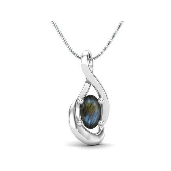 5x3mm Oval Labradorite Minimalist Solitaire 925 Sterling Silver Women Valentines Day Gifts Necklace