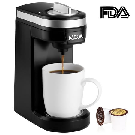 Aicok Single Serve Coffee Maker, Coffee Machine for Most single cup pods including K-Cup pods, Quick Brew Technology Travel One Cup Coffee