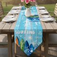 thumbnail image 6 of Blue Surfboard Table Runner Linen Burlap Table Runner 70 Inches Long Summer Beach Tropical Coconut Tree Wooden Dresser Scarves for Kitchen Island Coffee Dining Room Party Holiday Decor 13"x70", 6 of 8