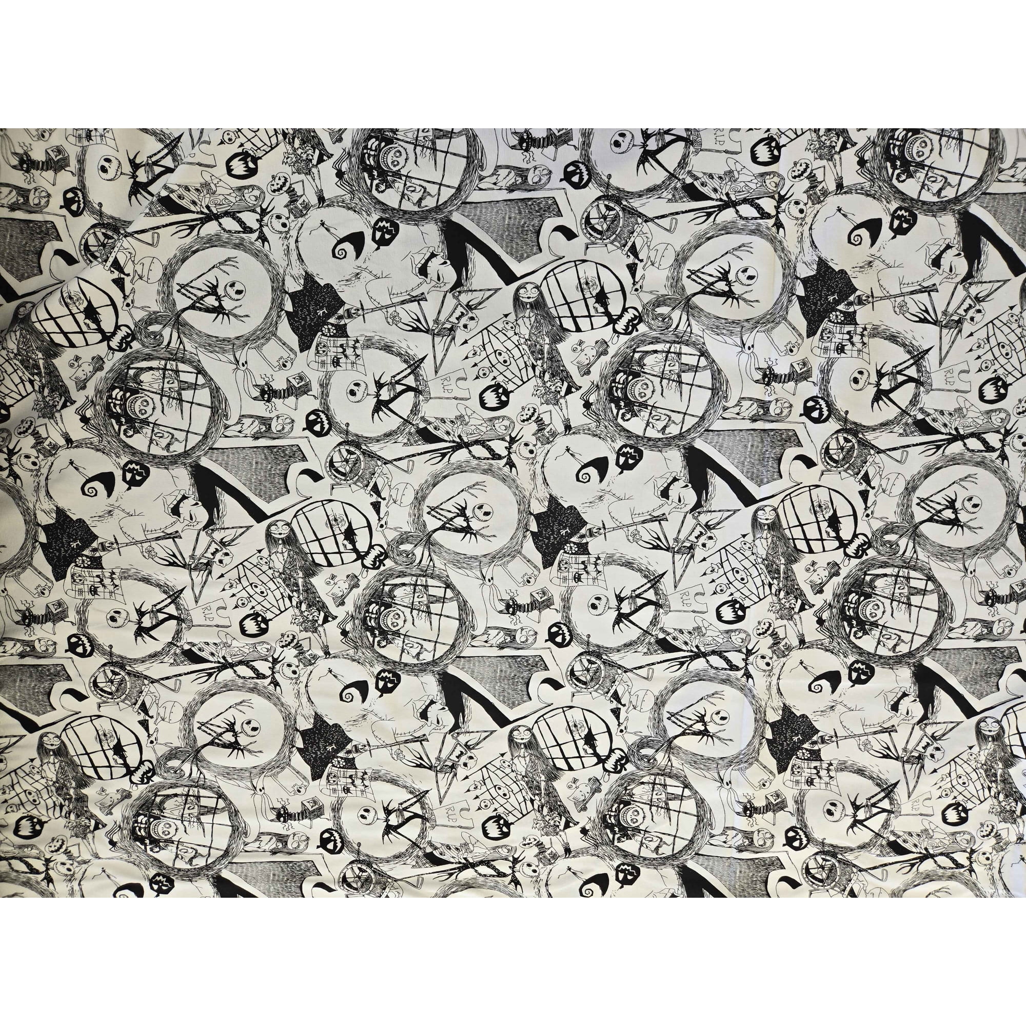 Springs Creative Disney NBC Tossed World Knit Nightmare Before Christmas 96% Cotton 4% Spandex