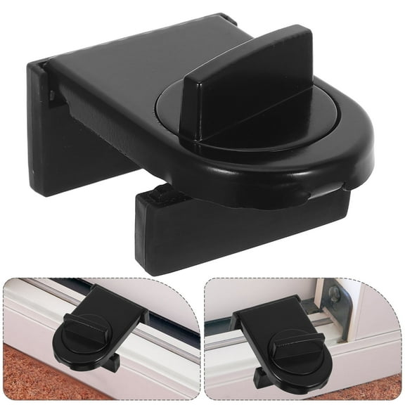 ULTNICE 1Set Door and Window Safety Lock Anti-Theft Black Sliding Door Locks for Homeowners