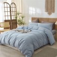 thumbnail image 2 of Washed Cotton Duvet Cover Set Linen Feel Natural Wrinkle Lightweight Comfy (King  Linen), 2 of 6