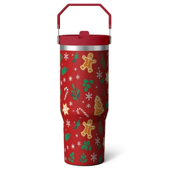 1pc Christmas tree 30oz Tumbler with Straw & Handle - Insulated Stainless Steel Cup | Holiday Gift for Man Women (Christmas, Valentine's, Birthday)