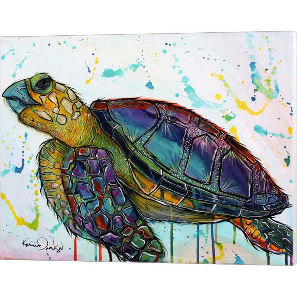 Sea Turtle w/paint splotches by Karrie Evenson, Canvas Wall Art, 20W x