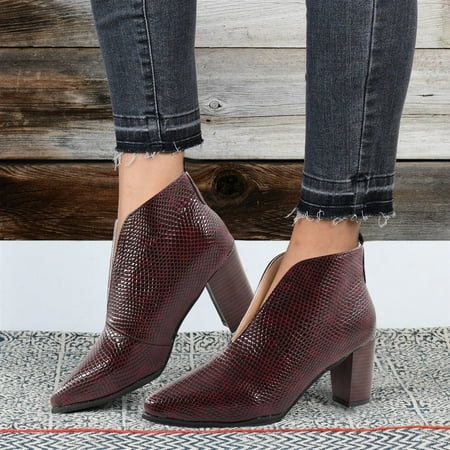 

Medcursor Women s Boots Ankle Boots Stacked Heel Booties Fahsion Leather Short Boots