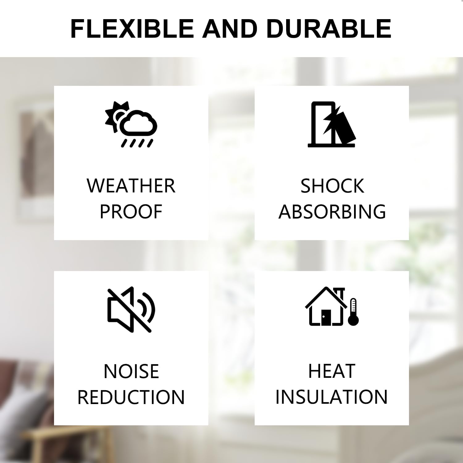 Weather Stripping Door Seal Strip, Strong Adhesive, Weatherproof, Reduce Noise, Gap Filler, Foam Insulation Tape for Doors and Windows (1/2 in x 1/4 in x 26 Ft)