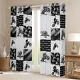 thumbnail image 2 of Castle Fairy Monochrome Dirt Bike Black Out Curtains for Boys, Patchwork Chevron Curtains Pack of 2 (42x63 Each) for Bedroom, Gray Black White, 2 of 6