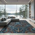 thumbnail image 2 of ODIKA 6'x9' Washable Area Rug Easy Care, Non-Shedding, Cartoon Whimsical Nautical Cephalopod Dusty Muted Pirate Palette for Queen Size Bedroom Under Bed Master Suite, 2 of 7