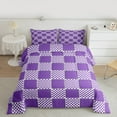 thumbnail image 2 of jejeloiu Modern Geometric Geometric Queen Comforter Set,Minimalist Buffalo Checkered Bedding Sets,Purple White Grid Bedding Comforter Set For Teens,Luxury Bedroom Decor Reversible,3pcs, 2 of 8