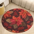 thumbnail image 6 of Christmas Poinsettia Red Flower Round Carpet Circle Rug Outdoor Patio Area Rug Washable Large Area Rugs Hallway Room Decor Fitness Mats, 6 of 8