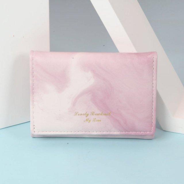 Cartera de mujer compacta y exquisita con diseño de mini viñeta para identificación de estudiante, de cuero PU, corta, a la moda, con tinta degradada