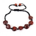 thumbnail image 1 of Nvzi Pulsera de cuentas hecha a mano, pulsera tejida con corazón de piedra natural, pulsera simple y ajustable (rojo), 1 of 5