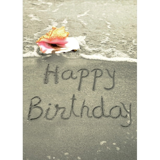 Designer Greetings Conch Shell And Happy Birthday Written On Beach Birthday Card Walmart Com