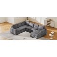 thumbnail image 4 of shunda K U-shaped Corduroy Combination Corner Sofa with Storage Lounge Chair, 6-seater Oversized Sofa, With USB interfaces,Suitable for Living Room, Office, and Spacious Space, Gray, 4 of 5