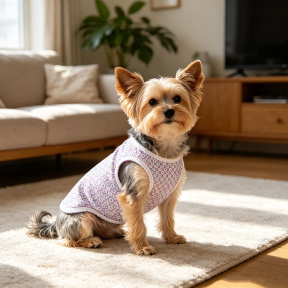 Sleeveless Dog T-Shirt for Small Dogs Cute Breathable Pet Shirt for Chihuahua Cats Yorkies and Small Breed Dogs(Purple,L)