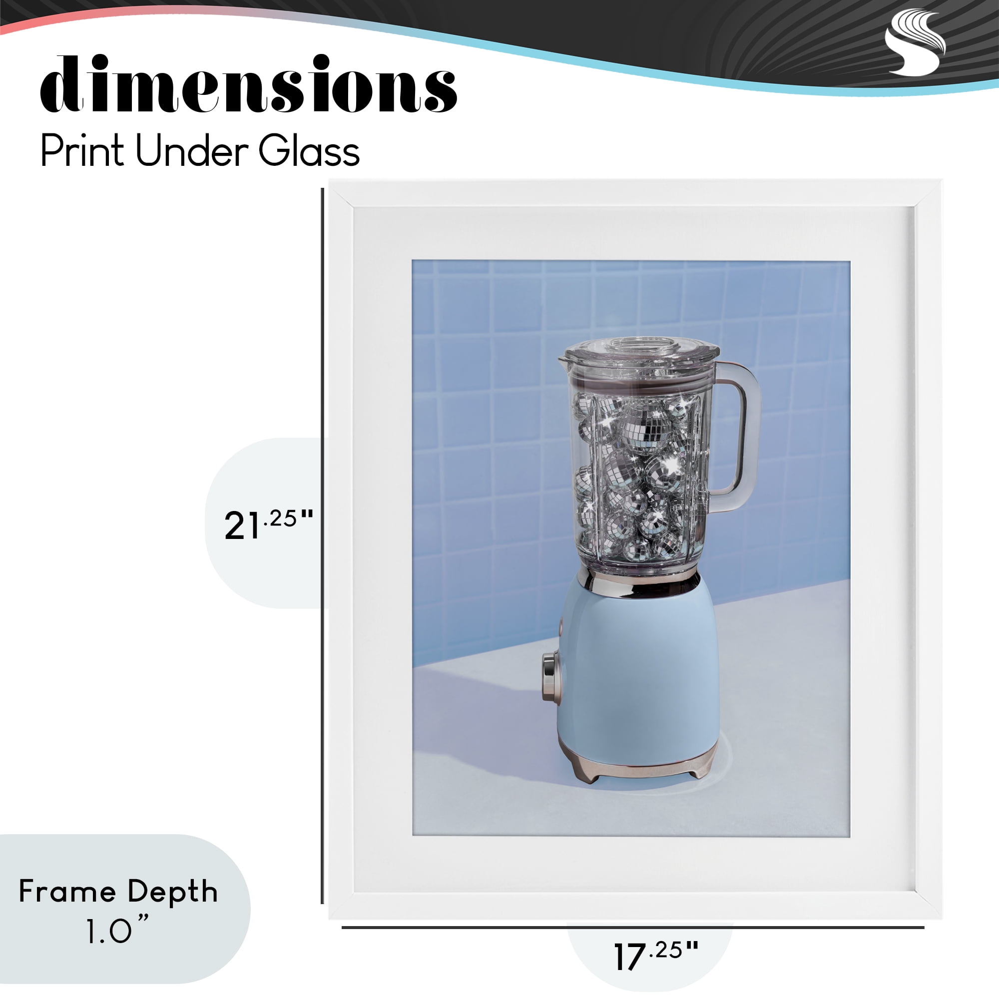 Stupell Industries Disco Drink Mixer over Blue White Framed Print Under Glass, design by LISH Creative