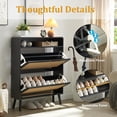 thumbnail image 6 of Lecut Rattan Shoe Cabinet with 2 Flip Drawers, 16 Pairs Shoe Storage Cabinet for Entryway Freestanding Hidden Shoe Rack with Drawer Slim Shoe Organizer for Hallway, Living Room, Black, 6 of 7