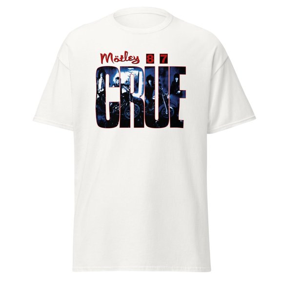 Motley Crue - 1987 Tour Vintage Unisex T-Shirt - White - Small