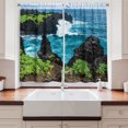 thumbnail image 2 of Ambesonne Tropical Kitchen Curtains, Coastal Scene Ocean Waves, 55"x24", Lime Green Dark Turquoise, 2 of 3