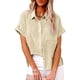 thumbnail image 1 of ICHUANYI ClearanceWomen's Tops Fashion Solid Button Shirt Female V-Neck Loose T-shirt Blouse Tops(Beige, L) ICHUANYI WER20232080501009, 1 of 8