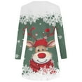 thumbnail image 5 of Christmas Dresses for Womens Holiday Dresses Christmas Womens Long Sleeve Crew Neck Deer Printed Soft Dress Fashion Party Swing Dress, 5 of 6