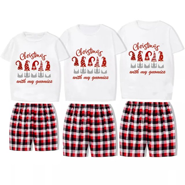 Pijama familiar navideño a juego Conjunto de pijama corto navideño con mis gnomies