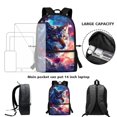 thumbnail image 4 of Jeiento Wolf Backpack and Lunch Bag Set for Boys 7-8 9-10 10-11 Galaxy Primary School Bag Kids Backpacks Pencil Case Insulated Lunchbox Set Rose 3 In 1 Children Schoolbag, 4 of 7