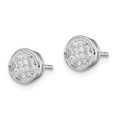 thumbnail image 2 of FB Jewels Sterling Silver Rhodium-plated Polished CZ Circle Post Earrings, 2 of 3