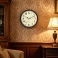 thumbnail image 3 of Geevon 12 IN Retro Wall Clock No Ticking Sound, Wall Clock with Quartz Accents and Vintage Patterns, Frame with Gold Border for Kitchen, Bedroom, Office, Classroom, Living Room Decor (Reddish Brown), 3 of 10