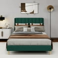thumbnail image 2 of Caxkun Upholstered Platform Full Size Bed Frame with Wingback headboard Wooden Slats Support,Green Velvet, 2 of 6