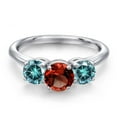 thumbnail image 3 of Gem Stone King 925 Sterling Silver Red Garnet and Blue Moissanite Engagement Ring for Women | 2.00 Cttw | Round 6MM | Gemstone January Birthstone | Size 6, 3 of 6