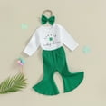 thumbnail image 2 of Odeerbi St. Patrick's Day Baby Boys Girls Clothes Baby Layette Set Newborn Long Sleeve Crawl Suit Flared Pants Hair Accessories 3 PCS Set 3-12 Months, 2 of 7