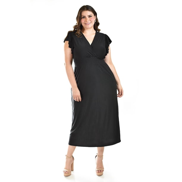 Vestido largo manga volantes Roman Fashion /Tallas Extras, 9940-SO (Negro) negro 40