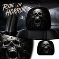 thumbnail image 2 of 2 Pack Halloween Ghost Face Headrest Covers for Cars, Universal Elastic Funny Auto Seat Protector with Luminous Glowing Eyes for SUV Truck, Halloween Decorations, 2 of 5