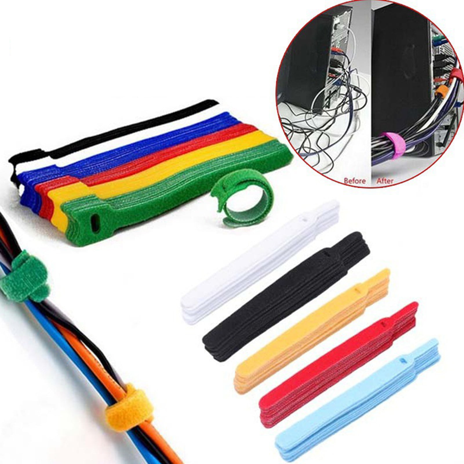 Reusable Cable Ties 8 Inch Hook and Loop Cord Wraps Green Adjustable Strap 50pcs 