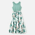 thumbnail image 6 of PatPat Family Matching Plant Print Panel Ruffle Hem Tank Dresses and Short-sleeve T-shirts Sets, Light Green, Dad XL, 6 of 12