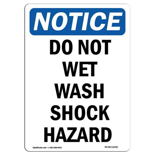 SignMission OS-NS-A-1218-V-11416 Panneau d'Avertissement de 12 x 18 Po - Ne Pas Risque de Choc de Lavage par Voie Humide
