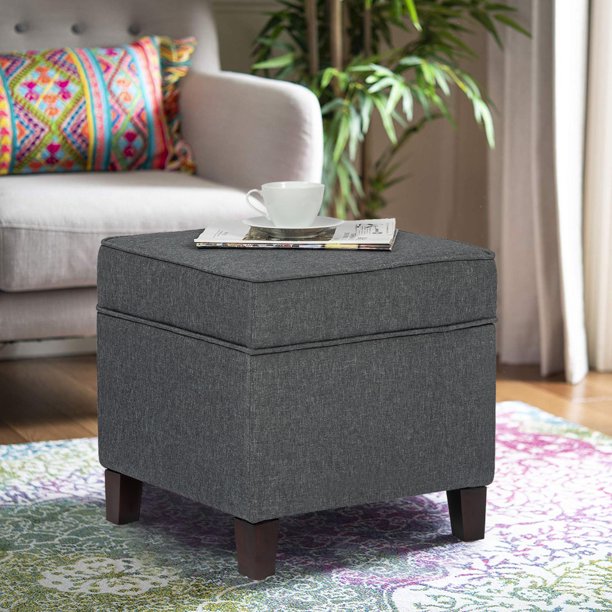 Joveco Modern Design Fabric Square Storage Ottoman with Hinge Hidden