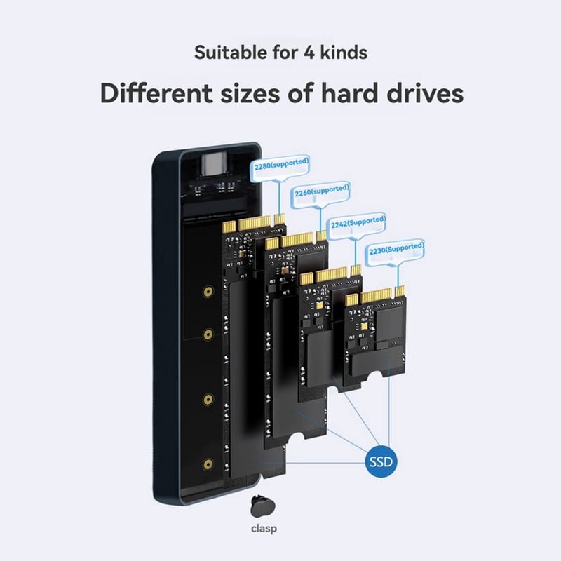 M.2 SSD NVME Enclosure USB3.2 Gen2x2 Type C 20Gbps SSD Case M.2 NVME Enclosure Disk Box Tool Free SSD Case
