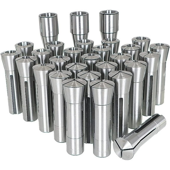 ALL-CARB 29Pcs R8 Collet Set 1/32-1 Threaded Internally 7/16-20 Mill Chuck Holder High Precision Round Spring Collet for Mill Machine