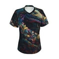 thumbnail image 3 of Zufioo Colorful Patterned Snake Print Women's Classic V-neck T-shirt, V-neck Short-sleeved Tops Home Wear, Suitable for Daily Life, Work, Outdoors-3X-Large, 3 of 4