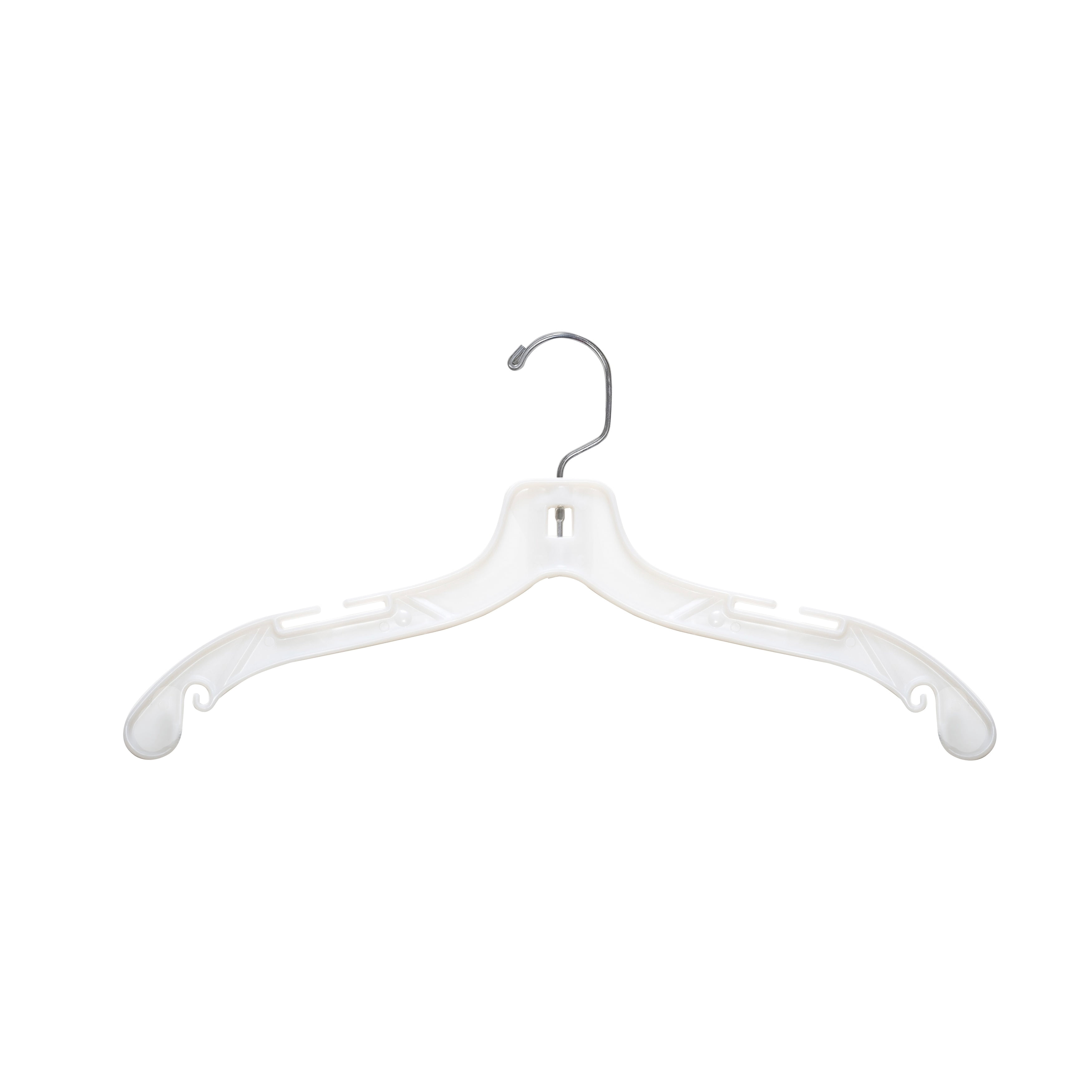 NAHANCO #1505HU 17" White Medium Weight Plastic Shirt Hangers (Pack of 50)