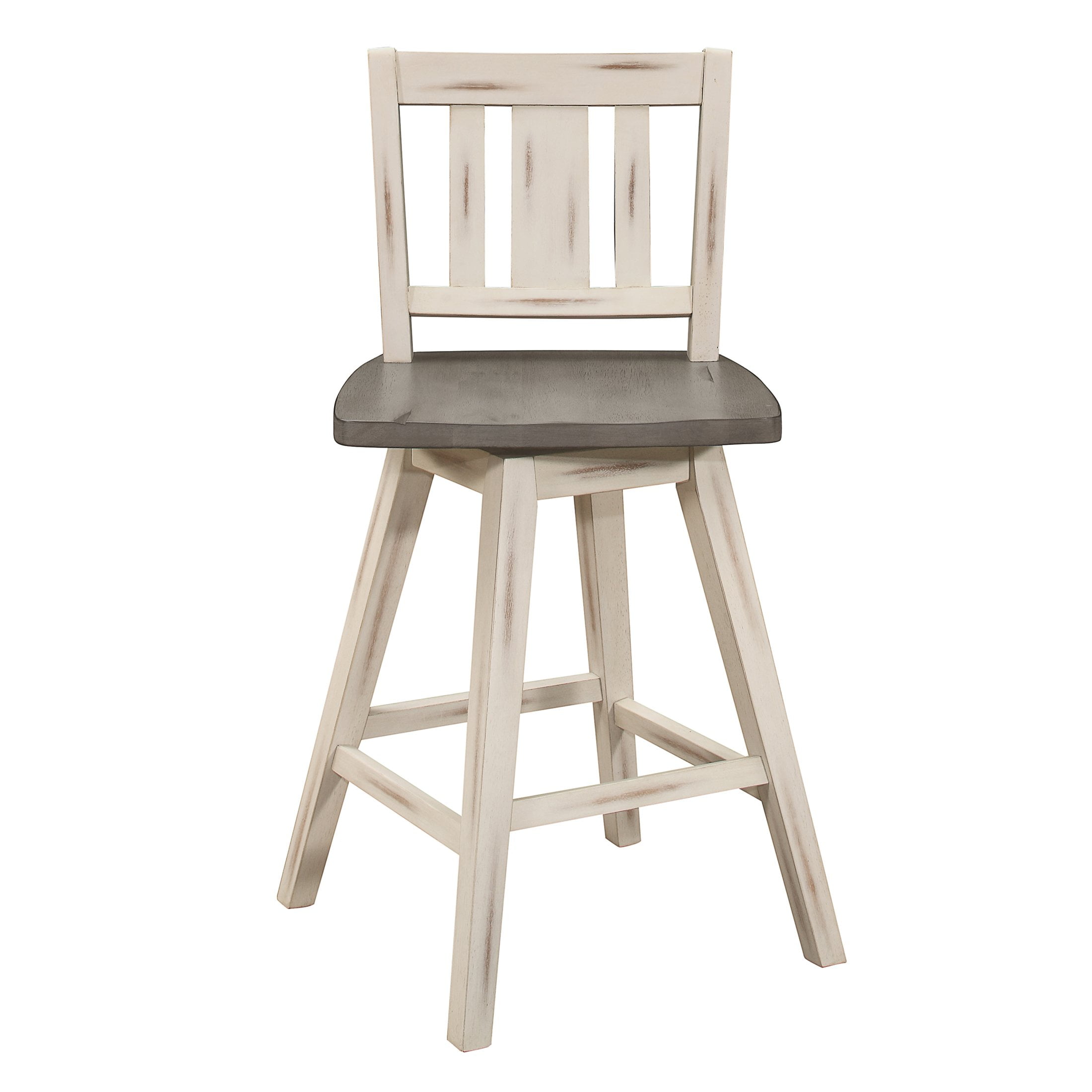 OakvillePark Roscoe Swivel Counter Height Barstool (Set of 2), White/Gray