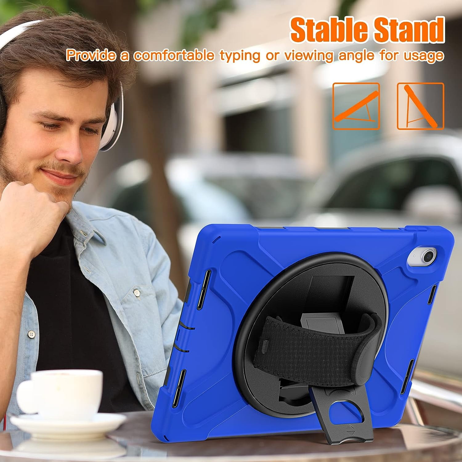 ZenRich Shockproof Case for iPad 11th (A16)/iPad 10th Generation 10.9 inch 2025/2022, Heavy Duty Rugged Case with Pencil Holder/360° Rotating Kickstand/Handle/Carrying Strap, Blue