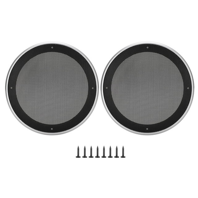 2 cubiertas decorativas de malla metálica para altavoces de 8 pulgadas (plateadas y negras)