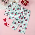 thumbnail image 2 of Little Girls Silk Pajamas Cartoon Print Comfortable Long Sleeve Satin Button-Down Home Outfit Set 2 Piece Satin Pajama Outfits Green,3-4 Years, 2 of 5