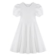thumbnail image 3 of TiaoBug Womens Puff Sleeve Party Dress Babydoll A-Line Flared Evening Dress Formal Prom Gown White M, 3 of 7